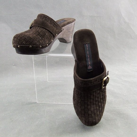 STEVEN by Steve Madden Brown Suede Clogs Mules Size 7.5 - Picture 3 of 8